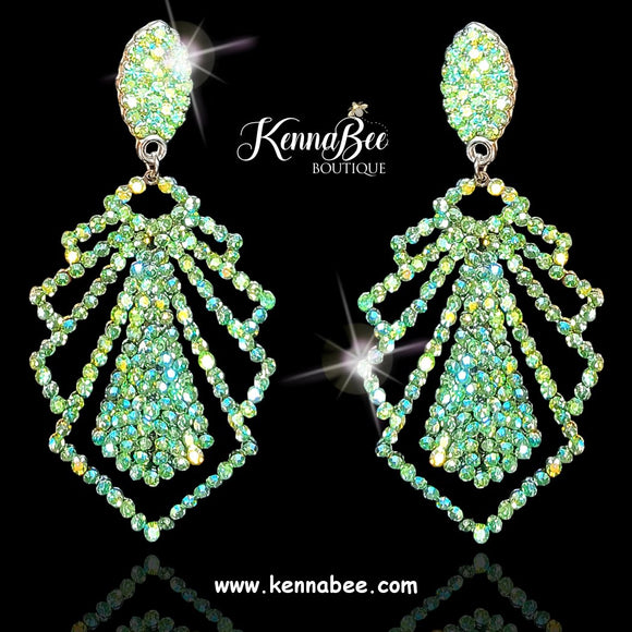 Peridot AB Geo Earrings