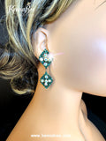 Emerald/AB Double Diamond Drops