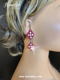 Fuchsia/AB Double Diamond Drops