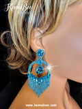 Large Aqua Fringe Drops