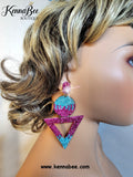 Aqua/Fuchsia Ombre Circle Triangles