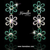 Large Emerald/AB/Emerald Triple Flowers
