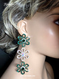 Large Emerald/AB/Emerald Triple Flowers