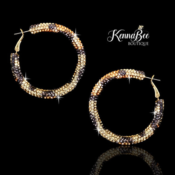 Colored Leopard Rhinestone Hoops 2.1