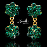Emerald Double Flower Dangles