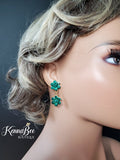 Emerald Double Flower Dangles