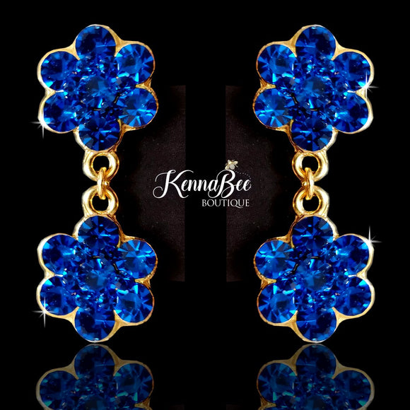 Sapphire Double Flower Dangles