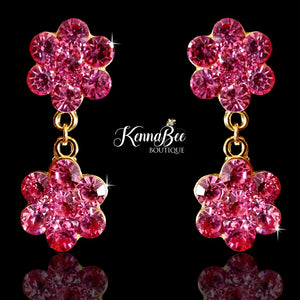 Pink Double Flower Dangles