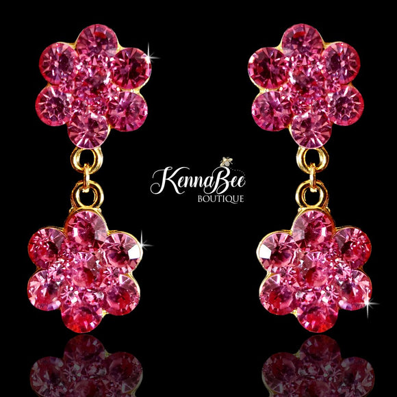 Pink Double Flower Dangles