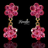 Pink Double Flower Dangles