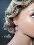 Pink Double Flower Dangles