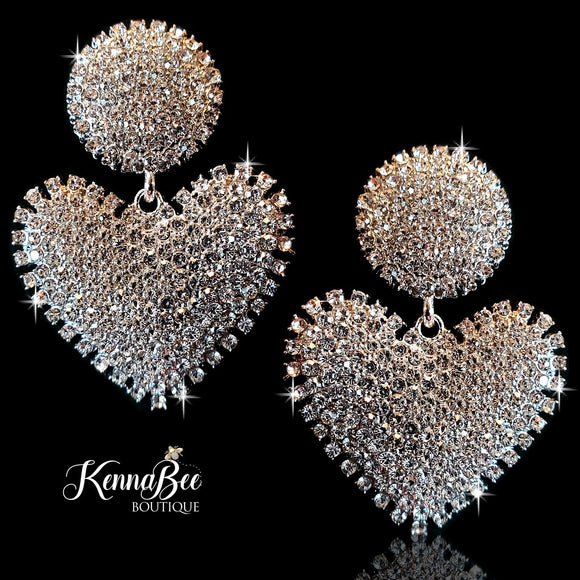 Silver/Crystal Large Dangling Hearts