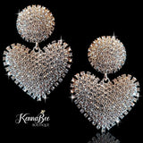 Silver/Crystal Large Dangling Hearts
