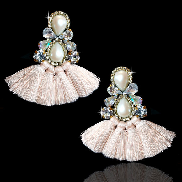 Pearl Blush Fringe Earrings