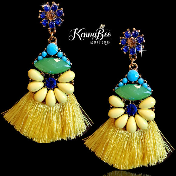 Yellow/Green/Blue Multi Fringe