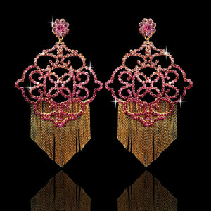 Pink Fuchsia Ombre Scrolls with Fringe
