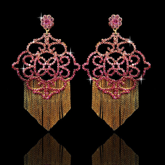 Pink Fuchsia Ombre Scrolls with Fringe
