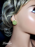 Lime Green Large Crystal Studs