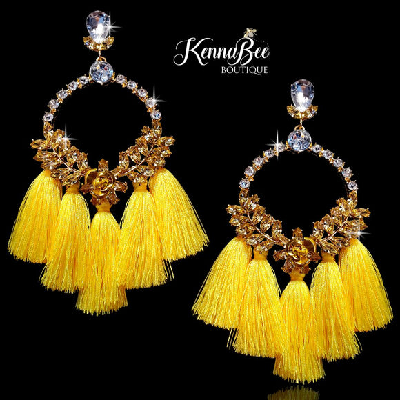 Yellow rhinestone earrings deals