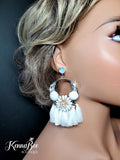 White Fringe Puff Balls