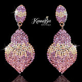 Violet/AB/Violet Ombre Pear Earrings with Silver Metal