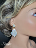 AB Pear Earrings with Gold Metal
