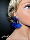 Sapphire Circle with Fringe Earrings