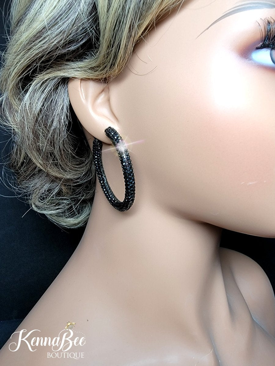 Colored Black Rhinestone Hoops 2.1