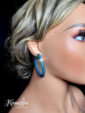 Colored Dark Turquoise Rhinestone Hoops 2.1