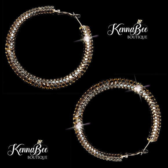 Colored Gunmetal Rhinestone Hoops 2.1