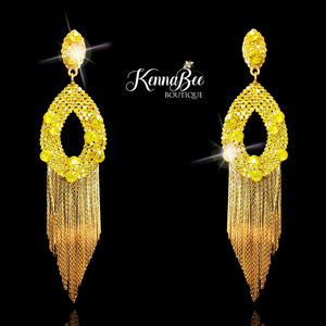 Citrine Drops with Gold Fringe