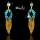 Aqua Drops with Gold Fringe