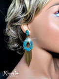 Aqua Drops with Gold Fringe