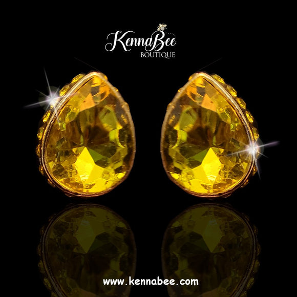 Citrine Tear Drops with Hidden Halo Stones