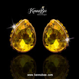 Citrine Tear Drops with Hidden Halo Stones