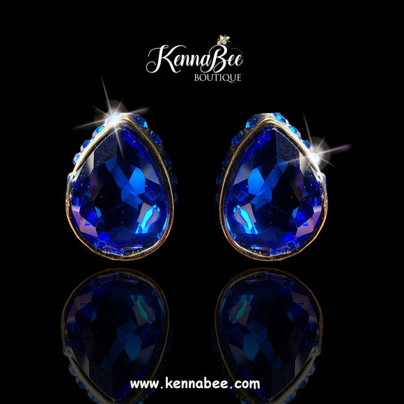 Sapphire Tear Drops with Hidden Halo Stones