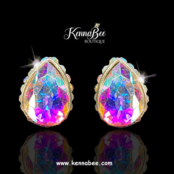 AB Tear Drops with Hidden Halo Stones