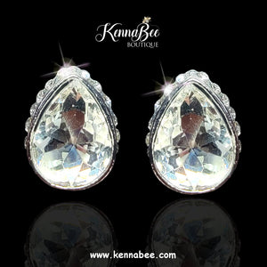 Crystal Tear Drops with Hidden Halo Stones