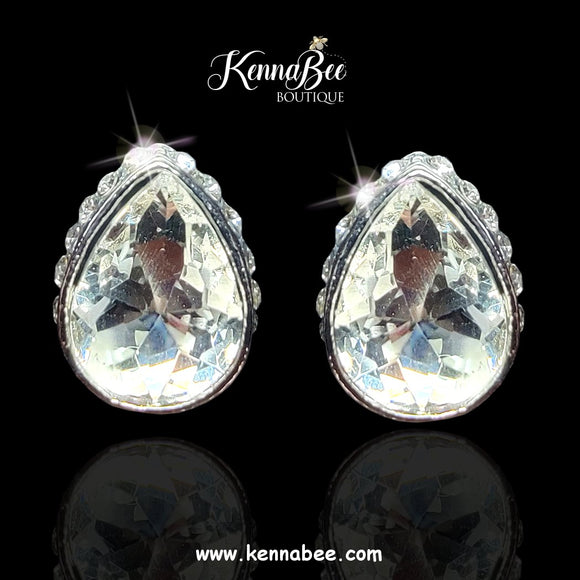 Crystal Tear Drops with Hidden Halo Stones