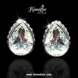 Crystal Tear Drops with Hidden Halo Stones