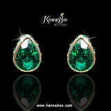 Emerald Tear Drops with Hidden Halo Stones