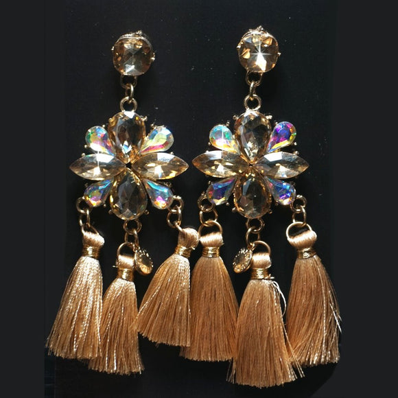 Amber/Beige Tassel Earrings