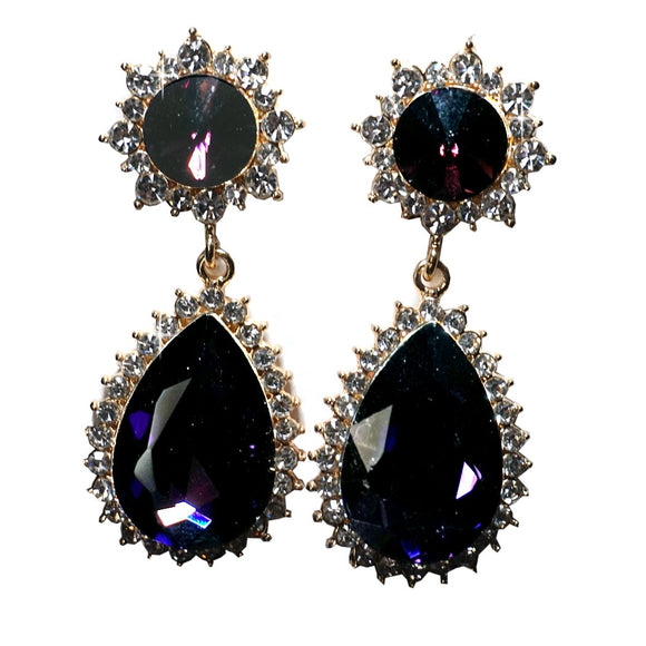 Amazon.com: Luxury Deep Purple Crystal Teardrop Earrings In Black Tone  Metal - 7.5cm Length: Drop Earrings: Clothing, Shoes & Jewelry