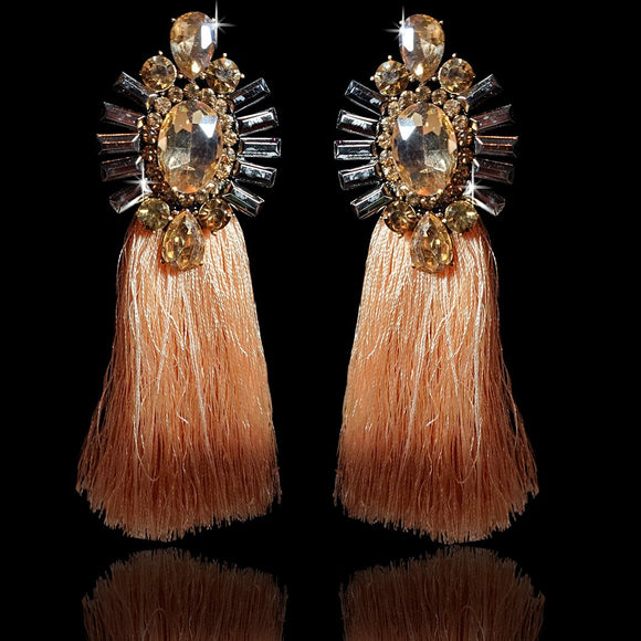 Beige Amber Ovals Fringe