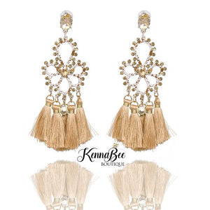 Beige Gold and White Multi-Tassels