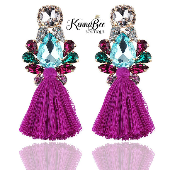Purple Fringe Earrings