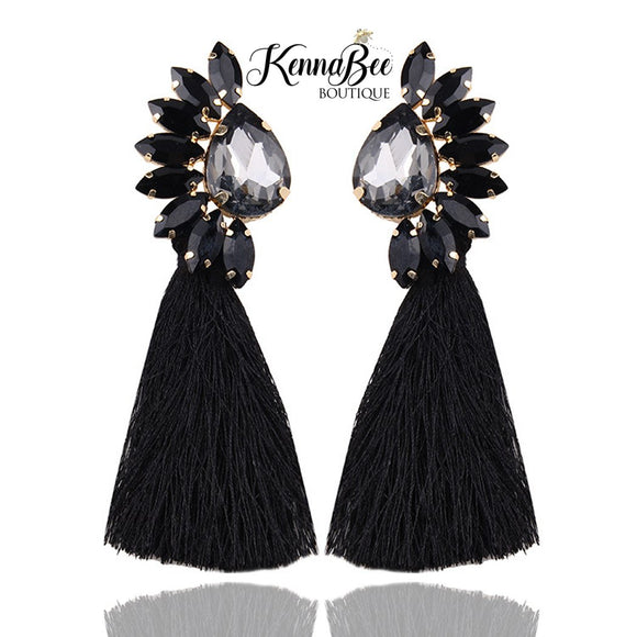 Black Rhinestone Fringe