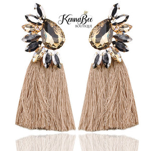 Beige/Amber Fringe Earrings