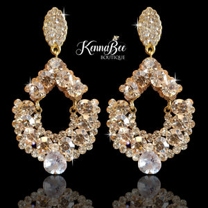 Champagne Crystal Hinged Drop Earrings