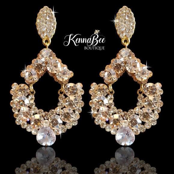 Champagne Crystal Hinged Drop Earrings
